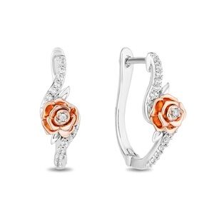 Enchanted Disney Belle Rose Diamond Earrings